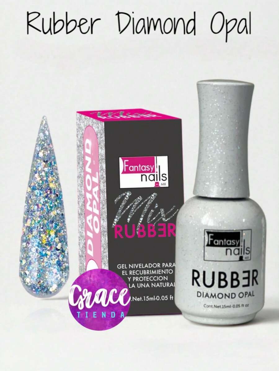 NEW RUBBER Fantasy Nails 15ML Each Professional Use Gel Nail Polish 3 Calcium To Strengthen Nails - OPAL DIAMOND - View 1