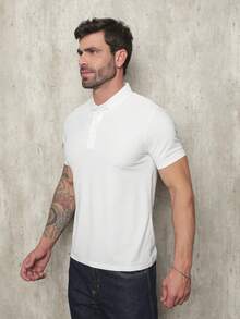 Men's Polo Shirt In Polyamide, Elastic Ice Fabric, Style And Quality - 白色 - 查看 3