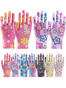 20 件（10 套）女士花卉园艺手套，防滑花园工作手套，舒适防花园手套，圣诞礼物（2/10/16/20 件） - 彩色 - 查看 1