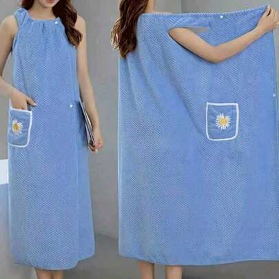 1pc - Regular Women's Bath Wrap Robe, Quick Dry Spa Wrap Towel, Wearable Printed Wrap Robe, High Absorbency Home Bath Towel, Suitable For Sauna, Spa Or Home Bathroom