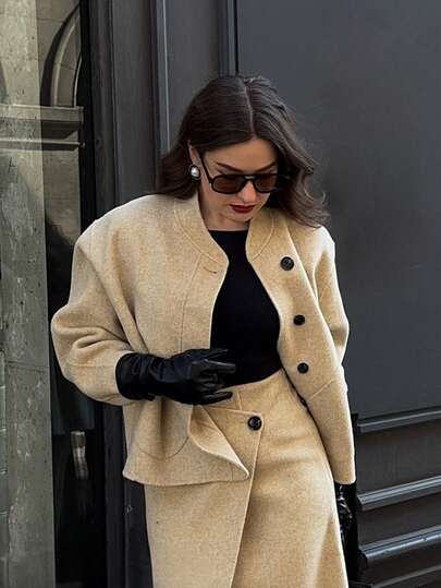 Suéter de lana de cuello redondo, elegante y casual para mujer, ideal para el otoño/invierno, Navidad 2025