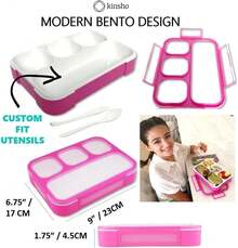 Lonchera Bento para Niños y Adultos.Recipientes para Comida y Snacks para Niños y Niñas para la Escuela, Trabajo y Viajes, 4 Compartimentos Sellados y Divididos, Libres de BPA, con Utensilios (Rosa Rosa, 1 Paquete) - Bosque Chartreuse + Arcoíris Púrpura - Ver 8