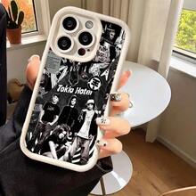 [2D Plat] 1pc Tokio-Hotel Mobile Phone Case, Anti-Drop Mobile Phone Case, Compatible With IPhone 11, 12, 13, 14, 15 And 16 16PROMAX PLUS Series Shock-Absorbing Mobile Phone Case - Fashionable And Creative Design New Mobile Phone Case - 黑色 - 查看 3