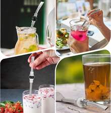 2 Pcs Stainless Steel Yerba Mate Straw, Reusable Bombilla Mate Spoon Straws, 7.4 Inch Long Tea Coffee Filter Straw For Loose Tea Cocktail (Black & White Bead),12918039 - Beige - View 8