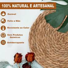 4-Piece Round Placemat Natural Braided Seaweed Fiber - Màu be - Xem 6