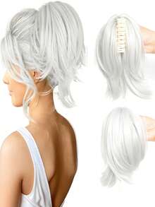 Women's Claw Clip Bun, Synthetic Hair Extensions, Short Straight Ponytail, Daily Hair Accessory - Multicolor - View 14