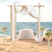 1 Set White Tulle & 1 Set Deep Champagne Tulle, Wedding Arch Drape Backdrop Decor, Suitable For Engagement, Ceremony, Reception, Celebration, Bridal Shower, Outdoor Hanging Decoration - Multicolor - View 13