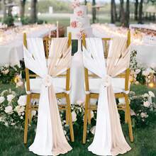 8pcs Blue Chiffon Sashes & 8pcs Pink Chiffon Sashes, Wedding Chair Covers And Aisle Decor, Suitable For Weddings, Ceremonies, Parties, Events, Banquets, Balls - Multicolor - View 13