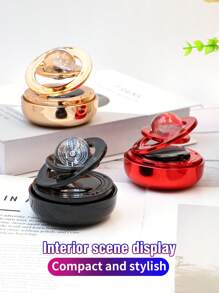 1 pieza Difusor de aromas con bola de cristal y soporte para fragancia de coche, con sensor solar inteligente y diseño de anillos giratorios de levitación, liberación automática de fragancia de larga duración, ambientador de coche, accesorio elegante, regalo para el Día de la Madre