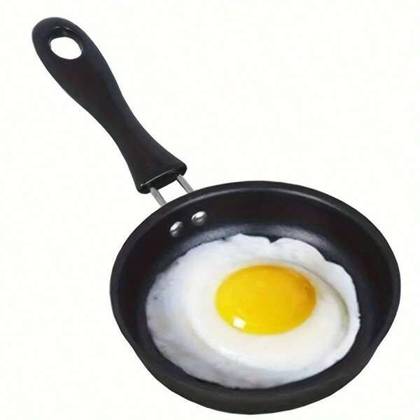 1Pc Non-Stick Mini Egg Frying Pan With Black Handle - Perfect For Breakfast, Lunch, Dinner And Outdoor Cooking | Suitable For Induction Cookers And Gas Stoves | Portable Flat Bottom Design | Durable Cookware For Kitchen Use, Mini Frying Pan