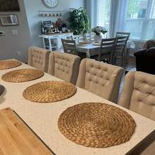4-Piece Round Placemat Natural Braided Seaweed Fiber - Màu be - Xem 2