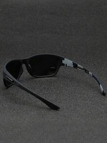 POLASUP 2副男士夏季偏光镜片环绕式运动骑行眼镜，彩色科幻几何图案时尚配饰，带字母，沙滩热带树叶印花混合金属镜框聚碳酸酯防碎渐变镜片太阳镜，适合街头、度假、户外、通勤（附赠挂绳和清洁布） - 2set(黑框/全灰)(不含盒子) - 查看 4