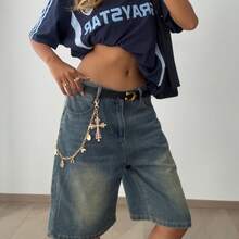 1 Pieceins Hip Hop Jeans Decorative Pants Chain Beaded Cross Imitation Pearl Punk Waist Chain For Women, Suitable For Various Festivals, Parties, And Casual Occasions In Summer, School - MY02 Vàng 1742 - Xem 9