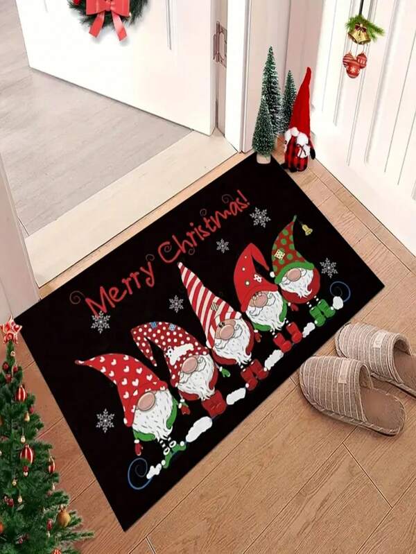 1 pièce Nouveau petit tapis de décoration de Noël et vacances, 900g/m², velours doux, lavable en machine, durable, résistant aux taches, séchage rapide, convient pour paillasson d'intérieur/extérieur, décoration de maison, chambre, cuisine, photographie, accessoire, décoration extérieure, cadeau de vacances, tapis de zone, toutes saisons