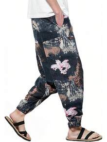 Mens Womens Harem Pants Loose Fit Boho Yoga Hippie  Drop Crotch Trousers-20256688 - 樣式 14 - 查看 3