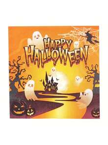 Halloween Party Supplies Orange Halloween Pumpkin Paper Plate Cup Napkin Set Happy Halloween Cake Plate Dinner Plate Scary Birthday Decorations Halloween Decoration