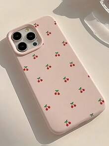 1 pieza Funda de teléfono TPU mate con cobertura completa, a prueba de caídas y resistente a arañazos, con diseño lindo de cerezas rosas, compatible con iPhone 16, 15, 14, 13, 12, 11 Pro Max, a prueba de agua y golpes - Multicolor - Ver 4
