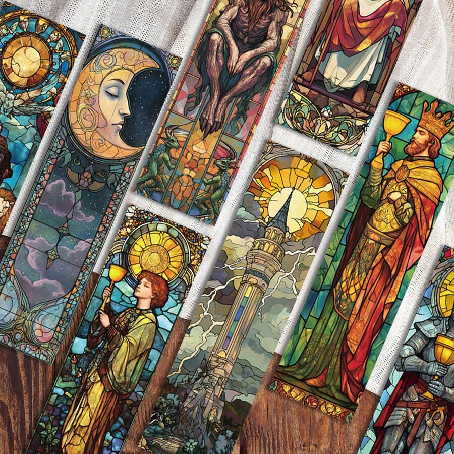 30pcs Colorful Painted Glass Style Tarot Card Bookmarks, Minimalist & Artistic Design To Mark Pages, Decorate Books, Collect Memories, Elegant Gifts Suitable For Birthday, Graduation, Holidays Room Decor Home Decor Ornaments Home Miniature Things