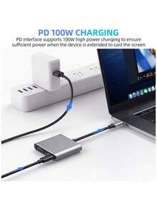 3in1 Hub Type C To HDTV Adapter 4K Output HDTV Adapter PD100W Type C Fast Charging USB 3.0 Data Transfer Converter