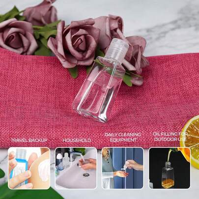 6 Pack Flip Cap Squeeze Bottles, Clear Plastic Travel Bottle, 30ml ,60MlRefillable Empty Bottles Free Container For Liquid, Lotions, And Toiletries