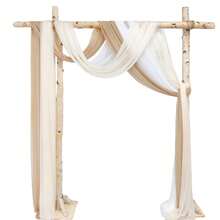 1 Set White Tulle & 1 Set Deep Champagne Tulle, Wedding Arch Drape Backdrop Decor, Suitable For Engagement, Ceremony, Reception, Celebration, Bridal Shower, Outdoor Hanging Decoration - Multicolor - View 8