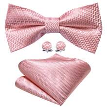 3 件男士领结黄粉紫金色预扎手帕袖扣套装婚礼领带礼物 - 彩色 - 查看 13