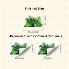 BRUP 1/2 张/套鲜活绿色龟背竹叶墙贴 | 热带丛林儿童房贴纸，适用于女孩房间 | 可移除植物墙贴 | 自粘式儿童房装饰 & 绿色浴室装饰 & 植物绿叶装饰 - 彩色 - 查看 15