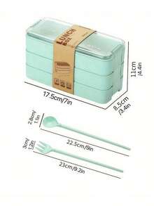 1 Set Bento Box, 3-in-1 Bento Box Set, 3 Fächer Behälter, Erwachsenen Lunchbox mit Unterteilungen, Besteck, mikrowellen- und spülmaschinenfest, geeignet für Mittagessen, Snacks, Schule und Reisen, Schulsachen, Weihnachten, Weihnachtsgeschenke