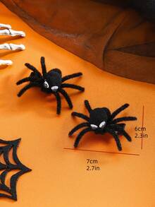 2pcs Halloween Spider Hair Clips Set, 1 Pair Flocked Spider & Alligator Clips Spider Hair Accessories