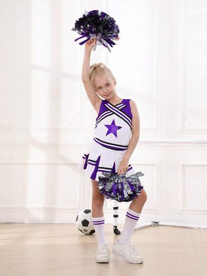  LONTAKIDS Girls Cheerleader Uniform Outfit Cheerleading Costume Fun Varsity Brand Youth Halloween And Christmas Gifts