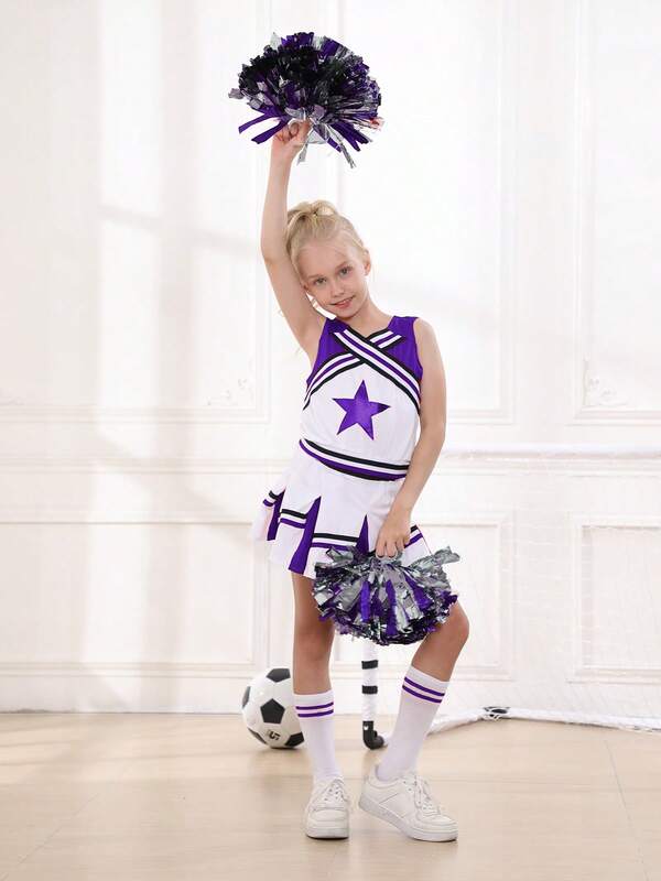  LONTAKIDS Girls Cheerleader Uniform Outfit Cheerleading Costume Fun Varsity Brand Youth Halloween And Christmas Gifts