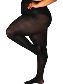 1 Pair Of Women's Plus-Size Leggings, 80D Opaque Solid Color Leggings, Soft Polyester Fiber Material, Hand Washable, Available In A Variety Of Colors, High-Waisted Tights, Suitable For Plus-Size Women.