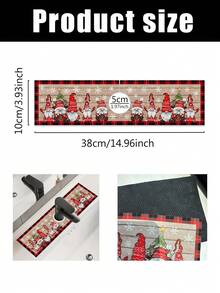 1/100件 10x38cm 紅黑格紋聖誕小矮人雪花圖案水龍頭吸水墊，耐用聚酯纖維材質，適用廚房水龍頭防濺墊、廚房與餐桌配件，節日裝飾 - 彩色 - 查看 9