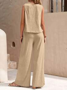 The Fashionable And Casual Women's Outdoor Set Has A Neat And Elegant Appearance, Suitable For Commuting In A Relaxed Atmosphere. - Màu be - Xem 2