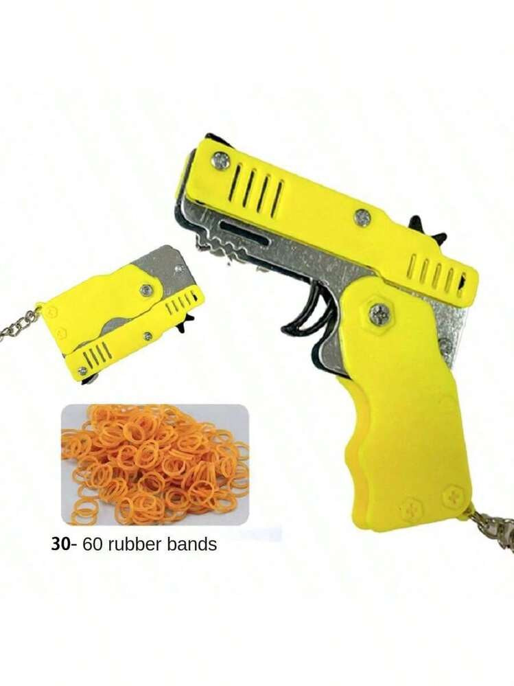 Juguete de banda de goma con estallido metálico - Mini lanzador plegable con llavero, 30 piezas-60 piezas de bandas de goma, juguete portátil de tiro perfecto para actividades interiores y exteriores, mini regalo, decoración de habitación - Multicolor - Añade 10