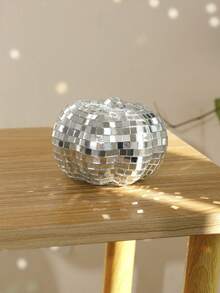 1 pieza Decoración creativa con diseño de calabaza con láser dorado y plateado con reflejo de espejo, adecuado para fiestas festivas, salas de baile, decoraciones de bar, decoraciones de calabaza con láser disco, decoración retro para el hogar, adornos de mesa, decoración con tema disco, suministros para fiestas de cumpleaños y bodas, decoración de Acción de Gracias y Festival de la Cosecha (Regalos de cumpleaños)