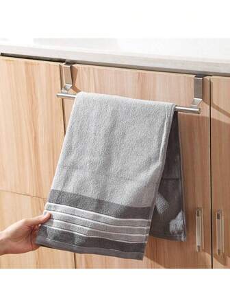 1pc 23/36CM Stainless Steel Single Pole Towel Rack, Kitchen And Bathroom, No Punching, Towel Hanging Pole, Cabinet Door Hook Towel Racks Kitchen Cabinet Door Towel Rack Bar Hanging Holder Bathroom Shelf Rack Home Organizer Wall Shelf 23/36CM Stainless Steel Single-Pole Towel Rack Kitchen Non-Perforated Cloth Hanging Rack Home Office Desk Cabinet Door Back Towel Hanging Tool Non-Perforated Stainless Steel Towel Rack