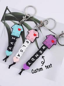 1pc Customized Nurse Uniform, Silicone Heart & Letter Beaded Keychain, Customized Name, Anti-Lost Chain, Customized Keychain, Customized Bag Charm - Stethoscope - View 10