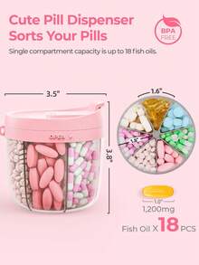 1pc Cute Pill Box, 7 Large Compartments, Portable Pill Organizer Box, Wide Opening Design For Easy Access, Anti-Mixing Medication Travel Storage Box, Pink - Multicolor - View 6