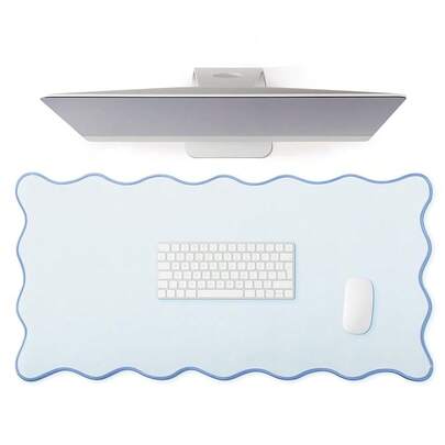 Scalloped Desk Mat Large Scalloped Piping Cute Desk Mat Aesthetic Preppy Table Pad Large Nonslip Pad With Edge Stitching Waterproof Gaming(Pink,31.5 X 15.75 Inches)-520528