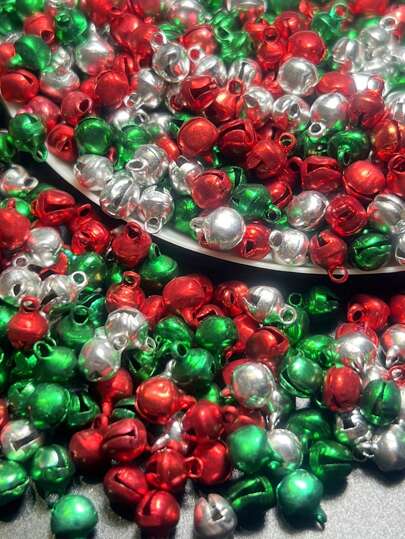 200 Stück Weihnachtsglocken Perlen, 8mm Aluminium, Mini Ornamente, DIY Schmuckherstellung Set, kreative Armbänder, Halsketten und Schmuckmaterialien, geeignet für Armbänder, Handyketten, Bastelzubehör und Weihnachtsdekoration, Weihnachtsgeschenk Raumdekoration