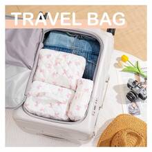 Makeup Bag For Women 3PCS, Quilted Cotton Cosmetic Bag Set, Large Travel Makeup Organizer With Bow, Floral Toiletry Pouch For Gifts - 如圖962 - 查看 5