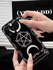 Fashionable, Popular, Personalized, Pentagram Pattern Design Theme Luxury Shockproof Aesthetic Cute Phone Case,Lens Protrusion Protection , Compatible With For IPhone 16/16Plus/16Pro/16ProMax, 15,14, 13, 12, 11 Series And Compatible With For Galaxy S/A Series,Gift For Easter Day, Christmas Halloween Decoration/Gift For Birthday, Girlfriend, Boyfriend, Friend Or Yourself. - 黑色 - 查看 4