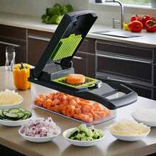 [Vegetable Slicer] 1 Vegetable Chopper, Professional Onion Chopper, Multi-Functional Food Chopper, Kitchen Vegetable Slicer And Dicer, Vegetable Chopper With 5 Blades