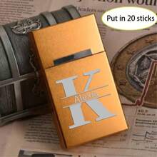 Customized Personalized Lighter Case, Cigarette Case, Custom Printed Image, Extra Long Slim Cigarette Case, 20 Packs Super Thin Flip-Top Aluminum Alloy Cigarette Case, Gift For Boyfriend, Groomsmen, Father, Gift Packaging Bag Gift Packaging Bag - Silver - View 5