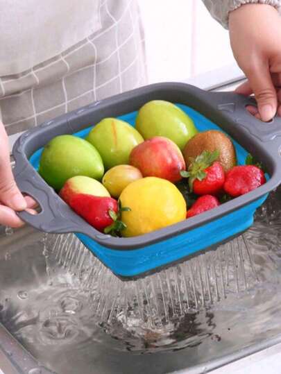 1 pieza/2 piezas Cesta escurridor plegable grande/pequeña, práctica y plegable para el hogar para la cocina y el comedor, ideal para limpiar verduras y frutas con un drenaje rápido de agua, alimentos, cocina, viaje, artículos de cocina, utensilios de cocina, cosas de cocina.