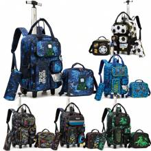 Cute Boys' Rolling Backpack With Lunch Box And Pencil Case, Suitable For Middle School Back To School Supplies - Boys' Trolley School Bag - View 3