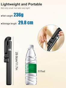 1,7 m/70 cm trådlös Bluetooth selfie-stativ med LED-ljus, 360° roterande trådlös fjärrkontrolltelefonhållare, kompatibel med iPhone 16/15/14/13/12/11/Max/Pro/Xs/Xr/X/Plus, Galaxy S25/S24/S23/S22 Ultra och andra Android-smartphones, GoPro, lämplig för resor och livestreaming