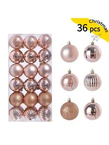 36pcs/Set Christmas Balls Set - Assorted Styles, Plastic Hanging Decorations For Christmas Tree, Bohemian Style, Ideal For Thanksgiving, Christmas Decorations, Scene Decor, Festivals Decor, Room Decor, Home Decor, Offices Decor, Theme Party Decor, Christmas Decor, Christmas Balls Winter Christmas Decorations Home Christmas Gifts Christmas Decor