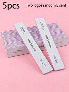 5/15pcs Professional Nail File, 180/100 Grit Natural Emery Board, Double-Sided Washable Fine Textured Nail File, Suitable For Home And Salon Use
